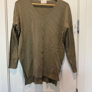 Dreamers Olive Green V-Neck Sweater